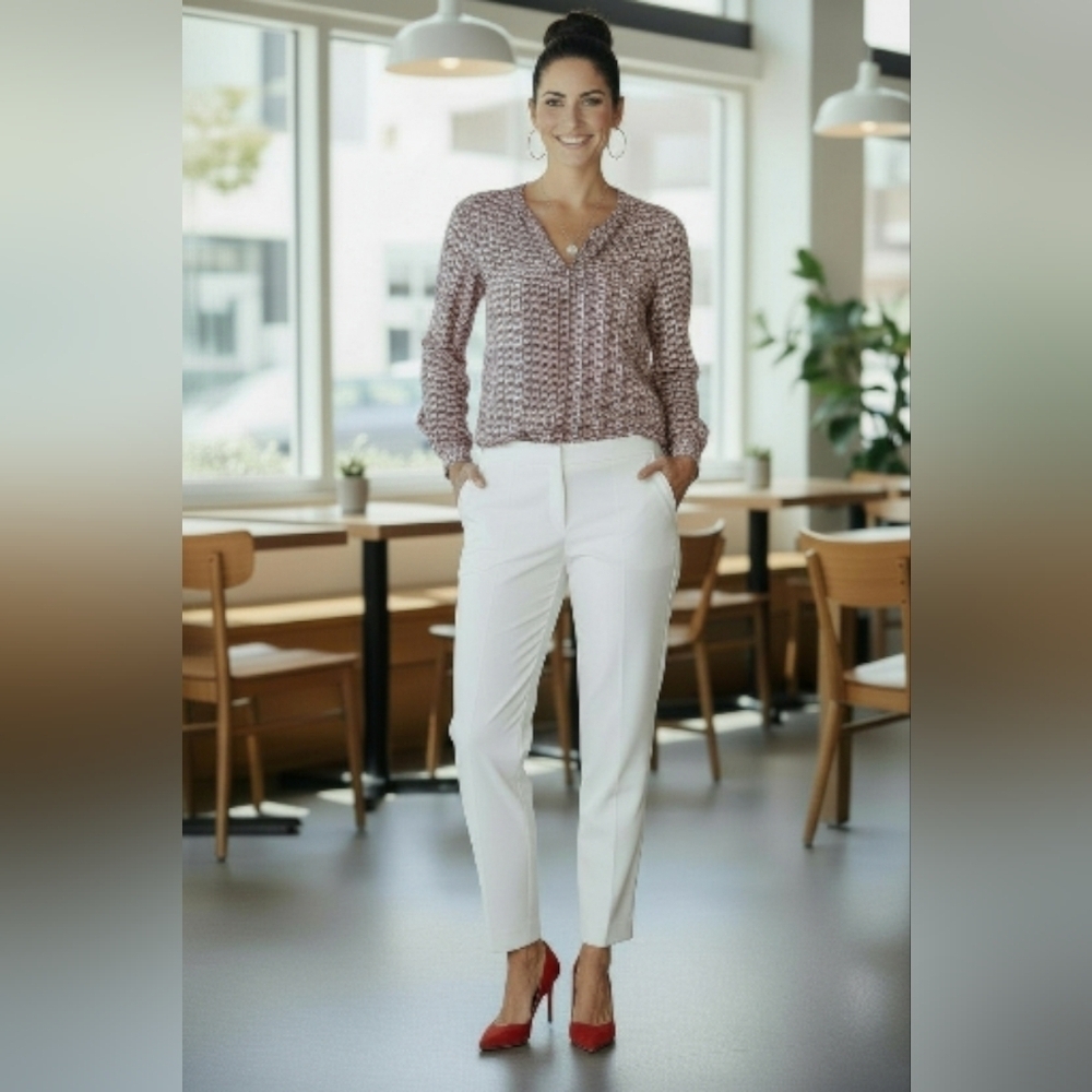 Mauve By Anthropologie- Red and White Patterned Blouse